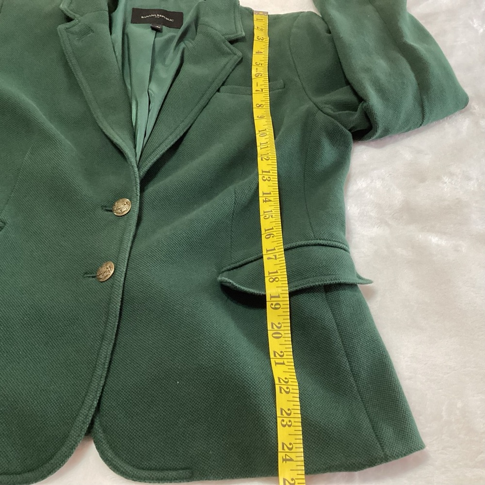 Banana Republic Factory Knit Pique Blazer Emerald Green 14 Textured 2-Button - Picture 8 of 9